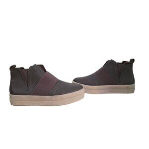 J Slides Holland Gray Leather Hi Top Platform Sneakers 7.5